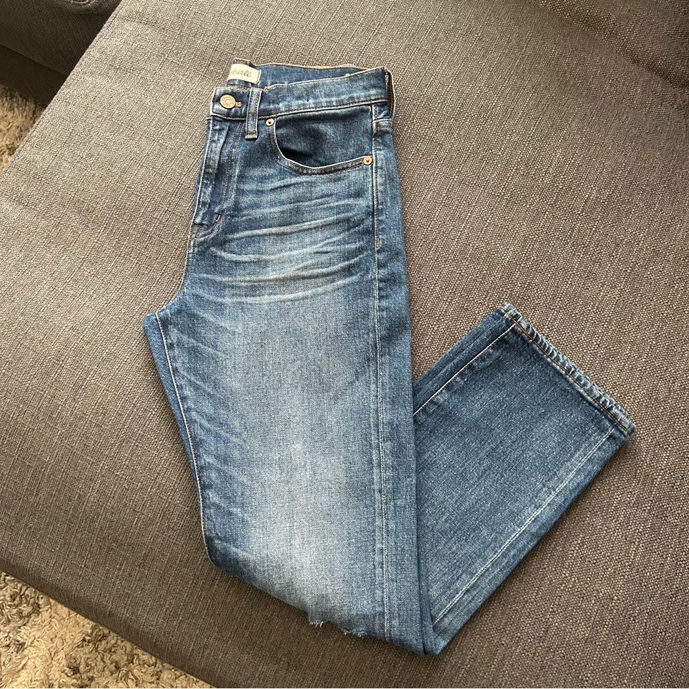 Madewell Straight Leg Jeans in Washed Blue Denim
